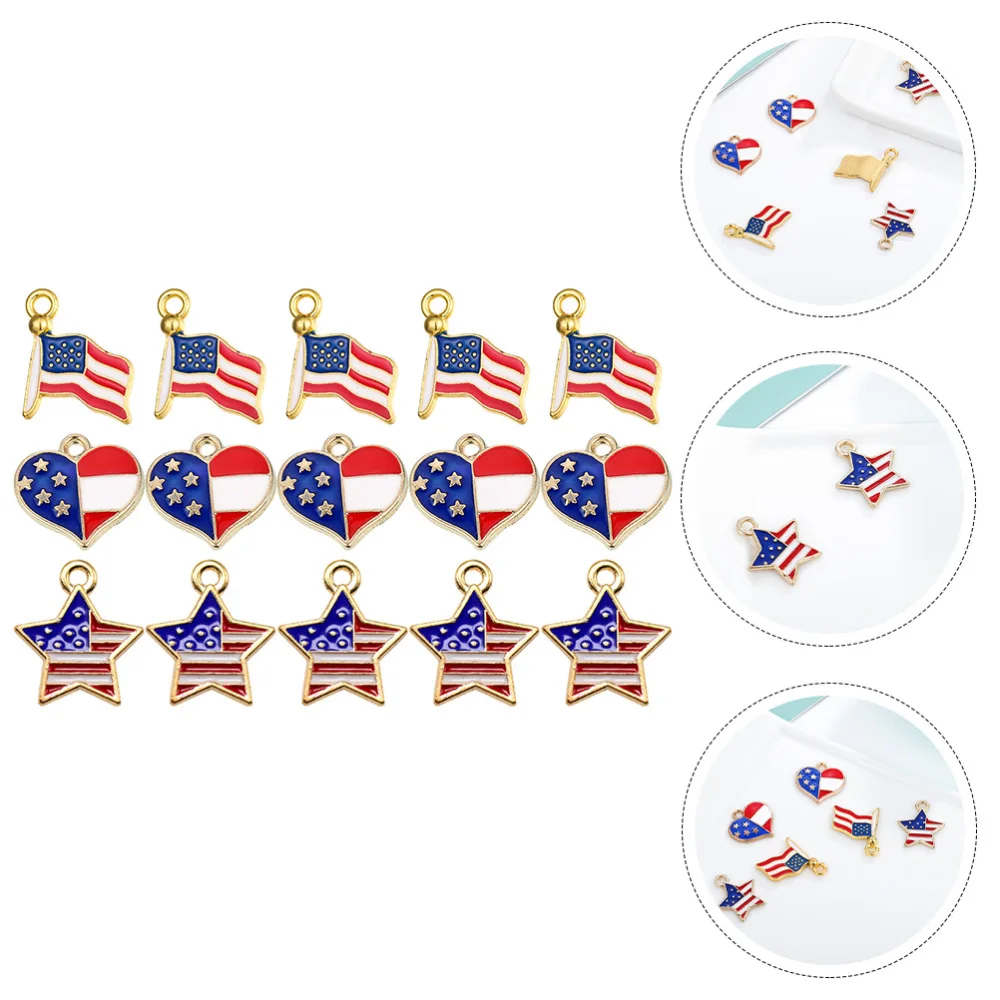 

30pcs DIY Decorative Pendant Delicate American Flag Pattern Charm Materials
