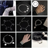 titanium steel hip hop smiley multilayer bracelet for women couple bracelet on hand cross bracelet for men jewelry wholesale