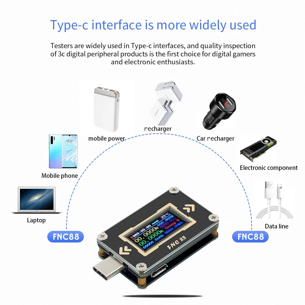 FNC88 тип c ЖК экран триггер USB Вольтметр Амперметр Напряжение измеритель тока