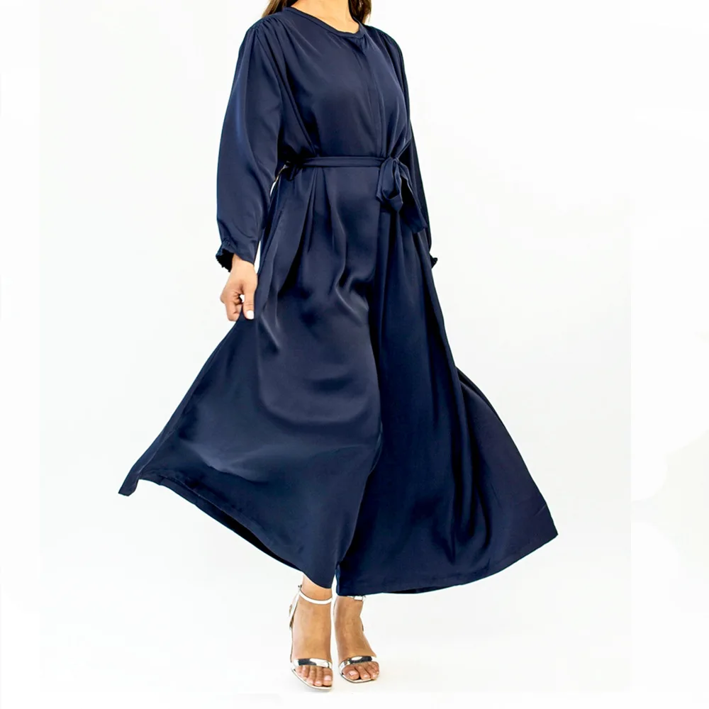 

Robe Satin Abaya Dubai Muslim Hot Selling Fashion Large Solid Color Long Top Jumpsuit One-piece Dress Turkish Islamic Clothing