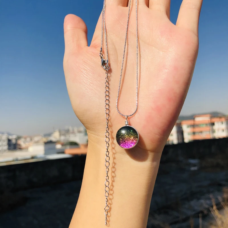 

HOT Fashion jewelry Best Quality 100% 925 sterling silver Pendant colorful Glass Necklaces Women Handmade sweater Collares