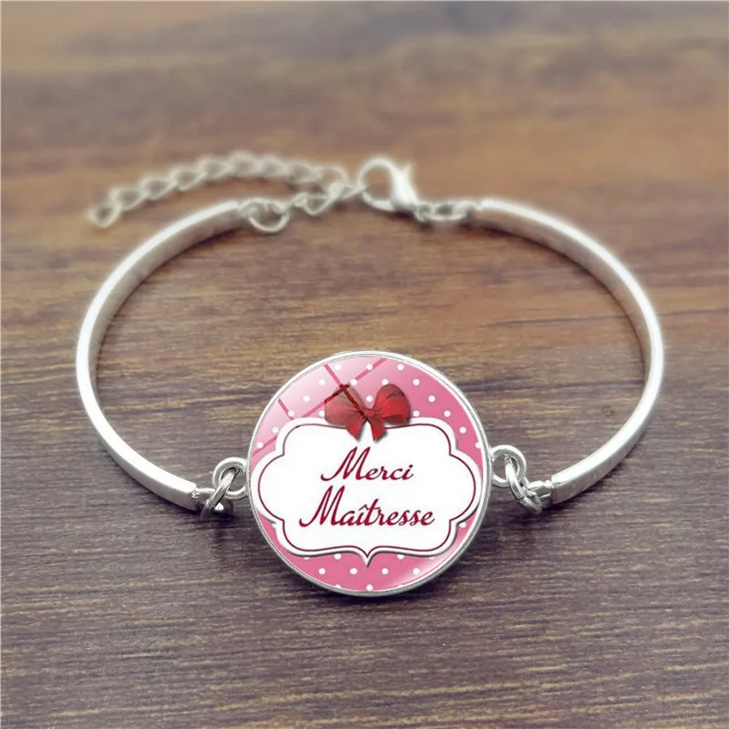 

men women fashion merci maitresse charms bracelets handmade glass dome school teachers gifts bracelet jewelry