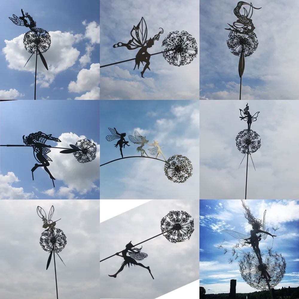 

Декоративная стойка для сада, одуванчики, сказочный ангел, танцевальные вместе, металлический садовый двор, художественный декор, лужайка, ...