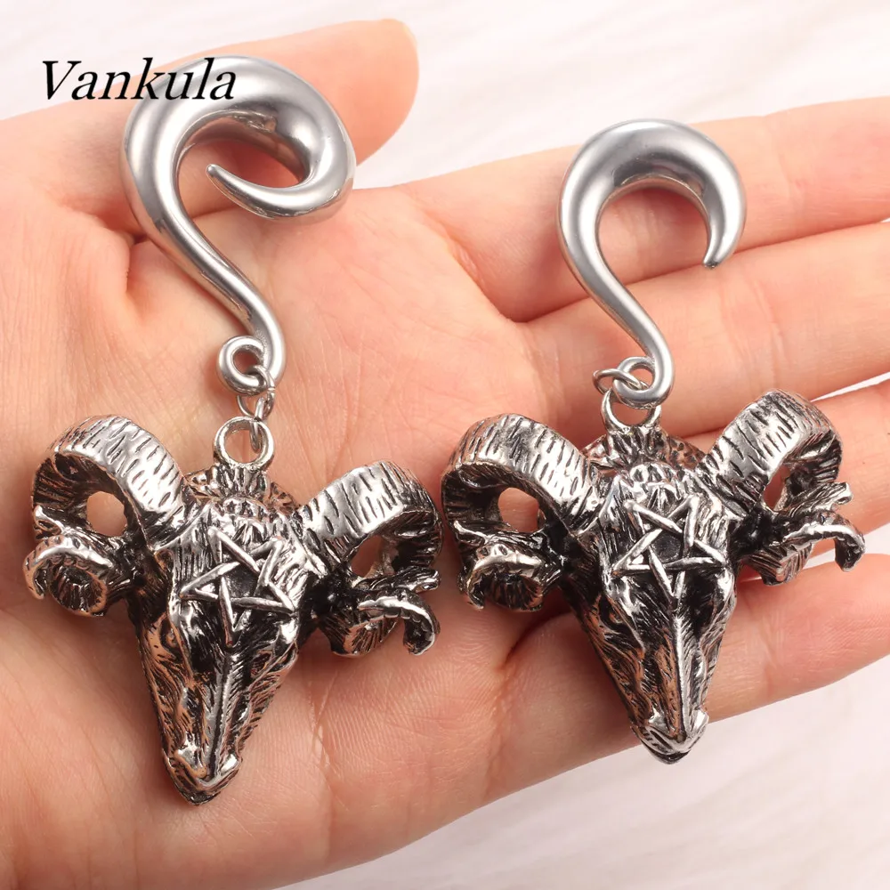 

Vankula 2PCS New Arrival Ear Plug Tunnels OX Ear Weights Stainless Steel Hook Ear Piercing Hangers Body Jewelry 4mm 6mm 8mm