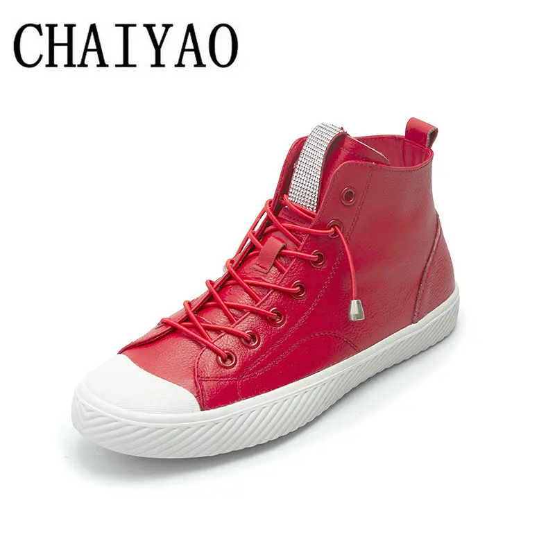 

High quality genuine leather high top sneakers women autumn/winter new all-match plus velvet flat walking shoes women ZA-116