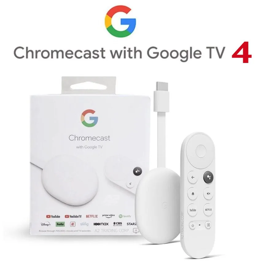  Оригинальный Новый Google Chromecast 4/Chromecast 3 с Google TV | Готовый запас | Android 10 | Сертифицировано Netflix, Dolby Vision & атмосферs 