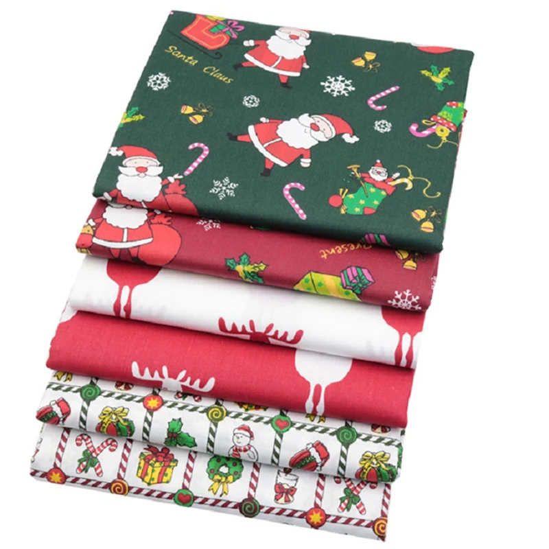 6 PCS Christmas Quilting Fabric Squares 20X20 Inch Print Cotton Patchwork Sewing For DIY Craft Projects | Дом и сад