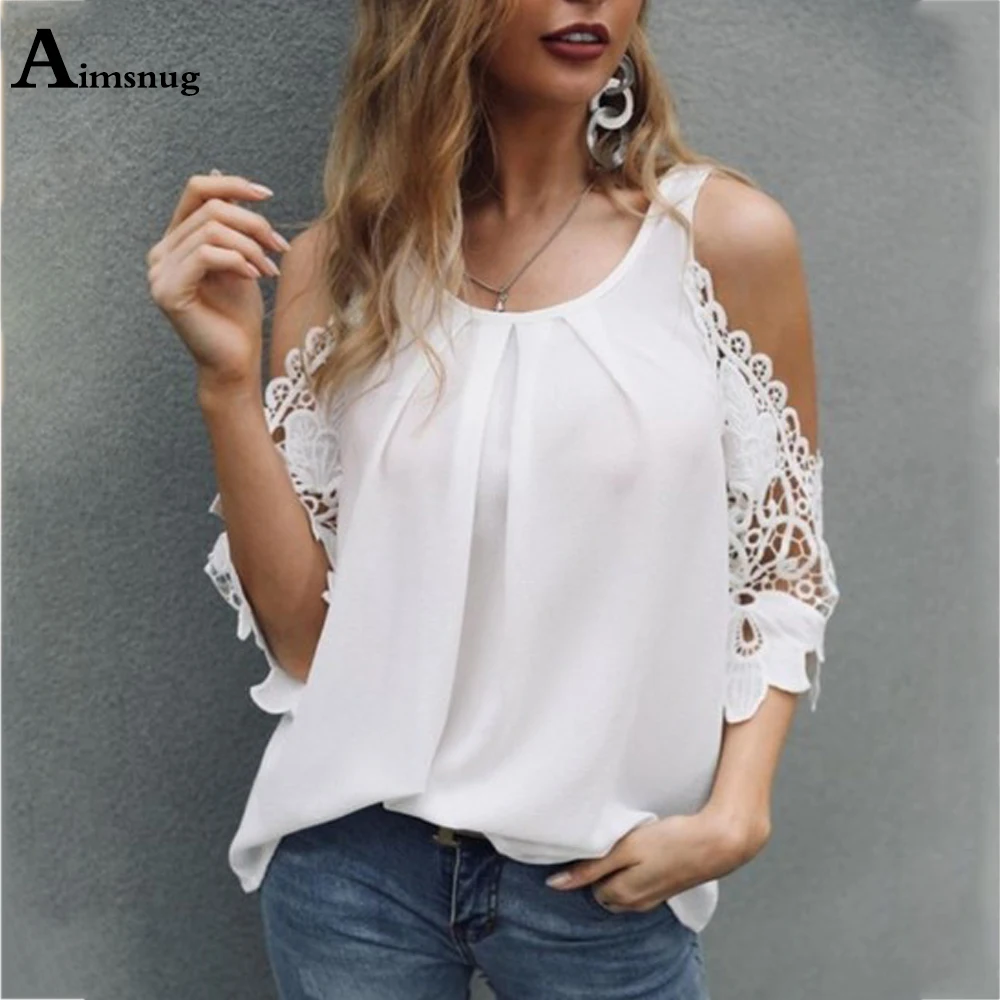 Plus Size Women Tops Clothing 2022 New Patchwork Lace Shirt Hollow Out Sleeve White Blouse Streetwear Ladies Casual Pullovers