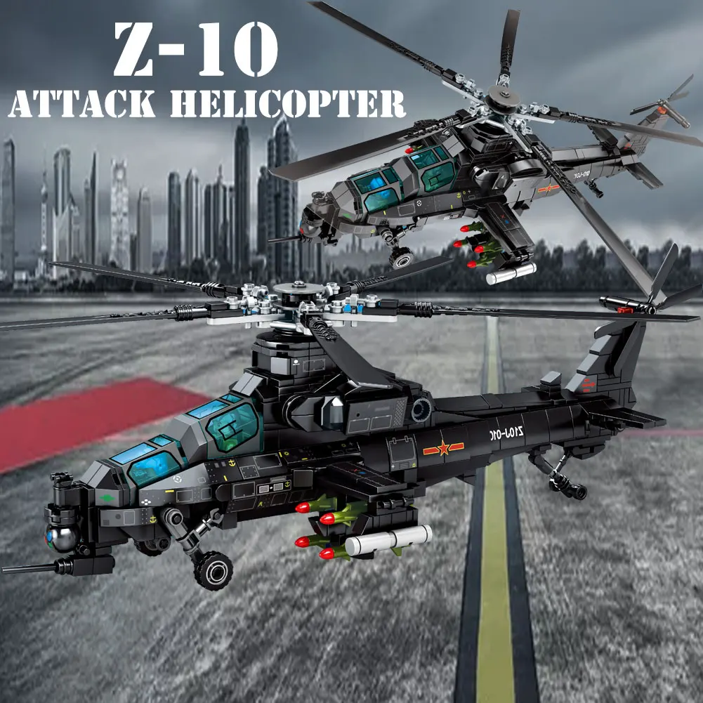 

BZDA Police Military Z-10 Armed Helicopter Building Blocks Swat Forces Plane Model Bricks Education Figures Bricks Children Toys