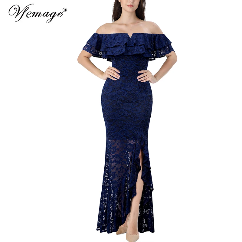 Женское Прозрачное цветочное кружевное платье Vfemage длинное вечернее макси с