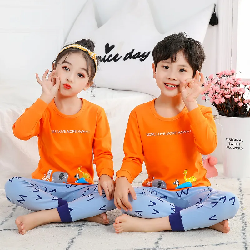 Детская одежда для мальчиков и девочек детские пижамы осень 2020 комплект с