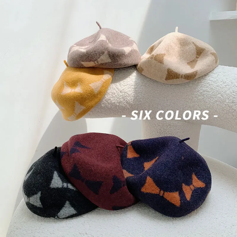 Новинка 2020 модная шапка buddy осенний шерстяной берет с бантом Женская осенне