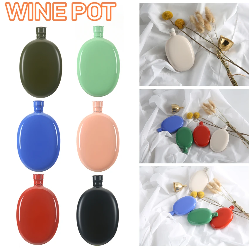 

3OZ High Quality Whisky Pot Bottle Hip Flask Flagon Candy color 304 Stainless Steel Portable Drinkware Women's wine pot Outdoors