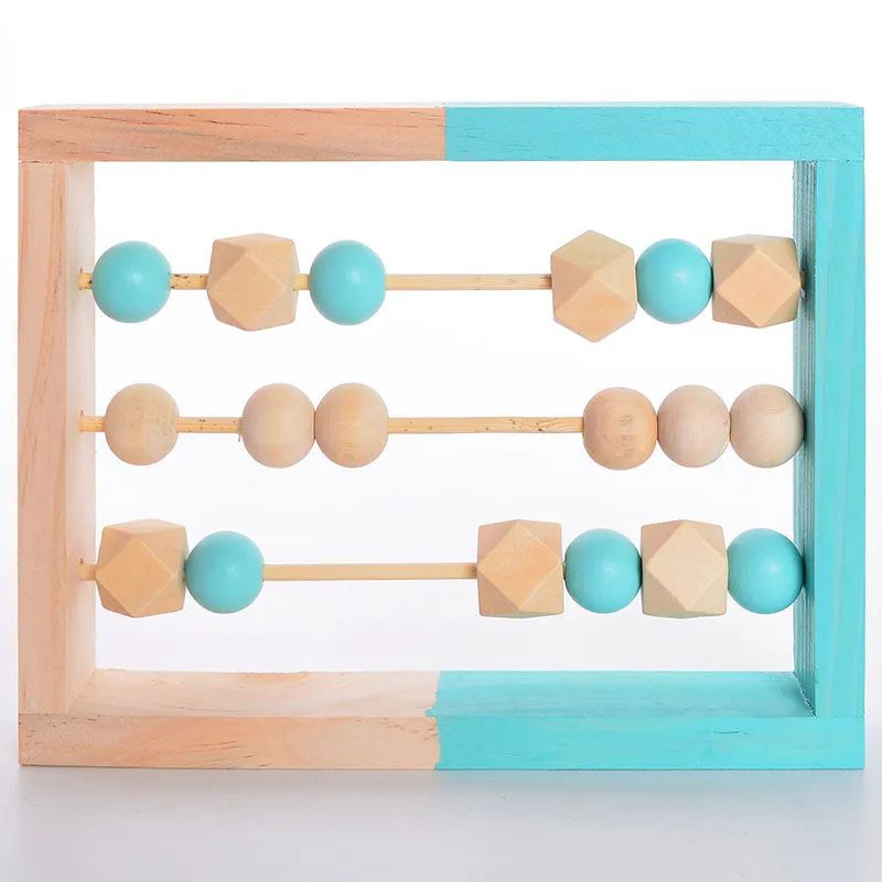 

1Pc Mint Green New Nordic Style Natural Wooden Abacus With beads Craft Baby Early Learning Educational Toys Baby Room Decor
