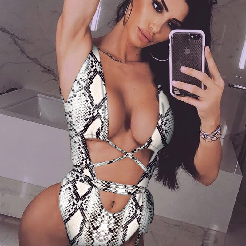 Купальник с леопардовым принтом цельный сексуальный высокой талией купальник 2020