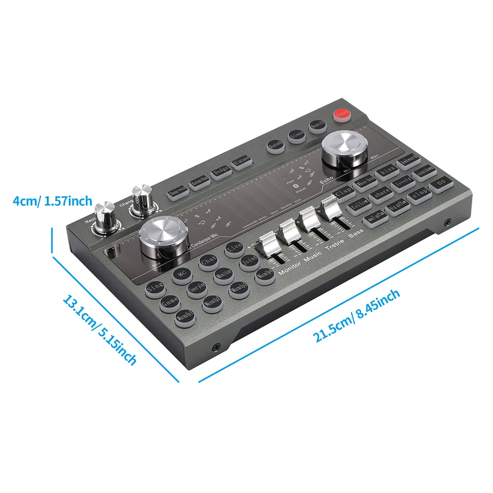 

X600 External Sound Card Bluetooth Aluminum Alloy Colorful Backlight Sound Card For Phone Speaker Game Singing
