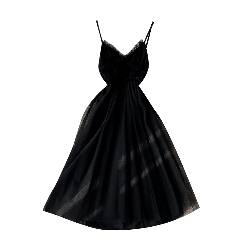 

fried Street gentle wind close waist show thin suspender dress first love sweet fairy super fairy long skirt summer