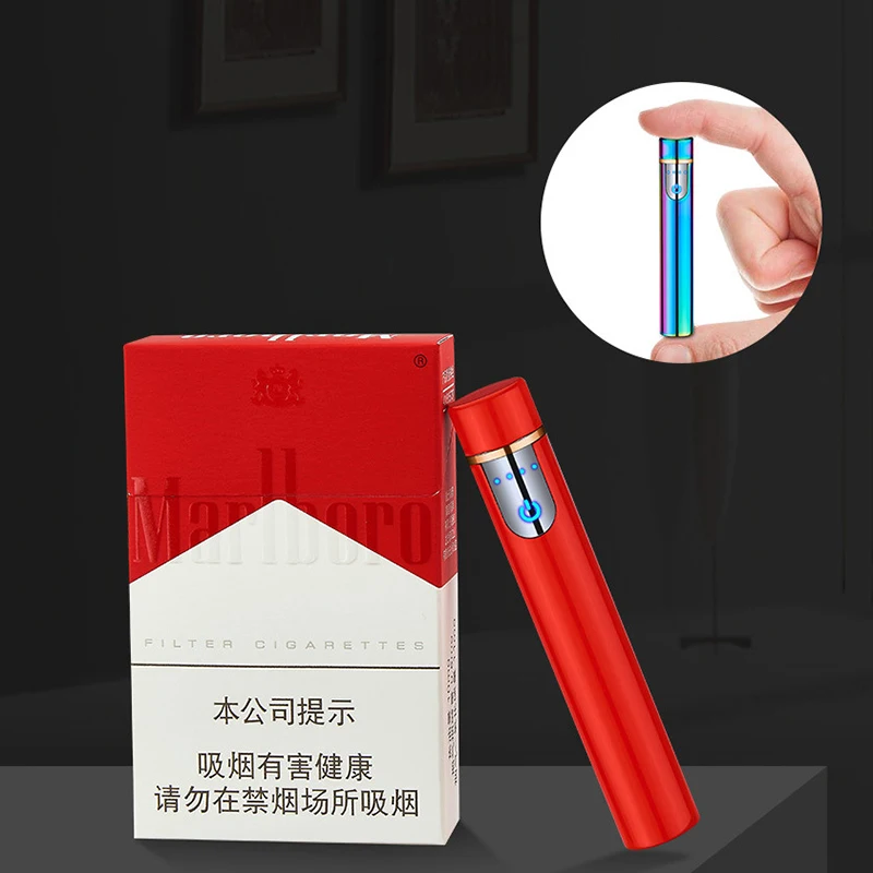 Мини Тонкий USB Зажигалка сенсорный выключатель электрические зажигалки Плазменные сигареты для курения ветрозащитная сигара электронная зажигалка