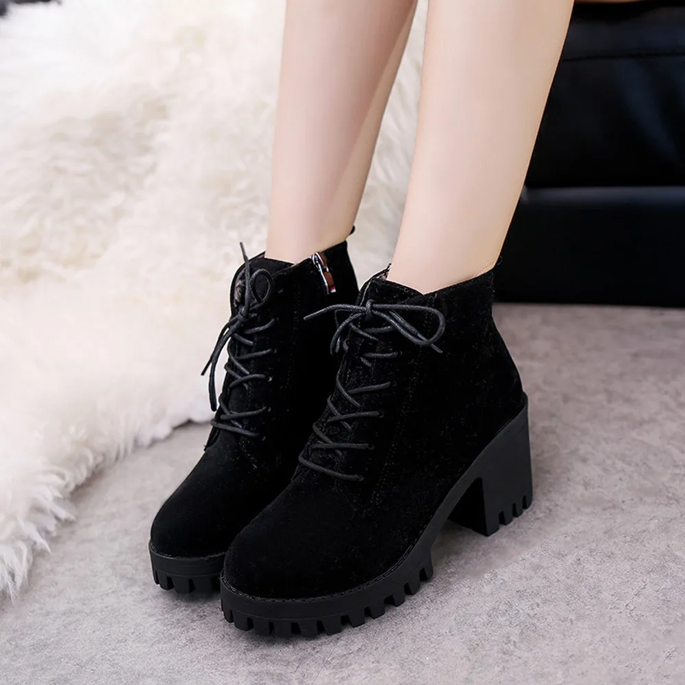 Новые ботинки 2 цветов модные женские нескользящие кожаные на шнуровке с круглым