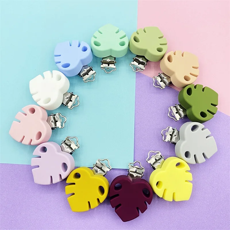 3 шт. Клипы для сосок Baby Leaves из силикона перлевого цвета для изготовления пустышечной цепочки держателя соски и успокаивающего средства.