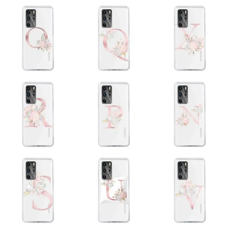 

Acronym flower Design high quality Phone Case For Huawei P40 P30 P20 Mate Honor 10i 30 20 i 10 40 8x 9x Pro Lite Transparent