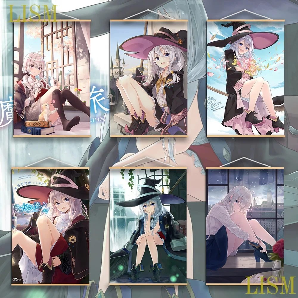 

Wandering Witch The Journey of Elaina Anime posters Manga Print Wall canvas painting Solid Wood Hanging Scroll posters walldecor