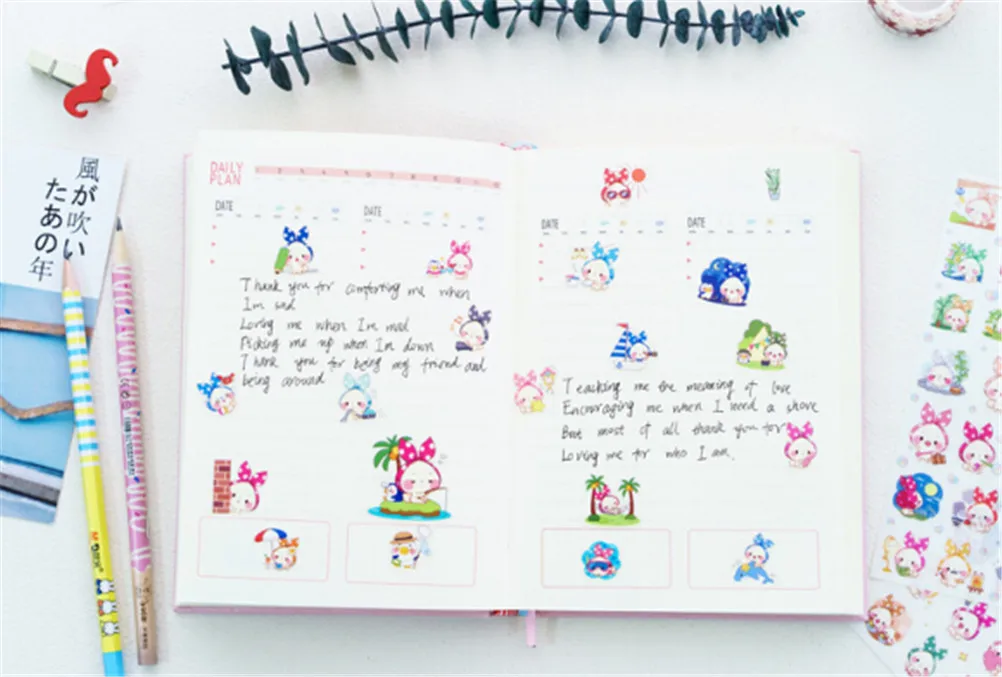 

Lovely Scarf Pet Rabbit PVC Stickers Diary Sticker Scrapbook Decoration PVC Stationery Stickers 6 Pcs/pack