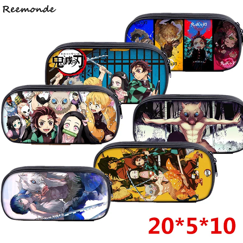 Чехол для карандашей Tanjirou девочек холщовый чехол на молнии с изображением