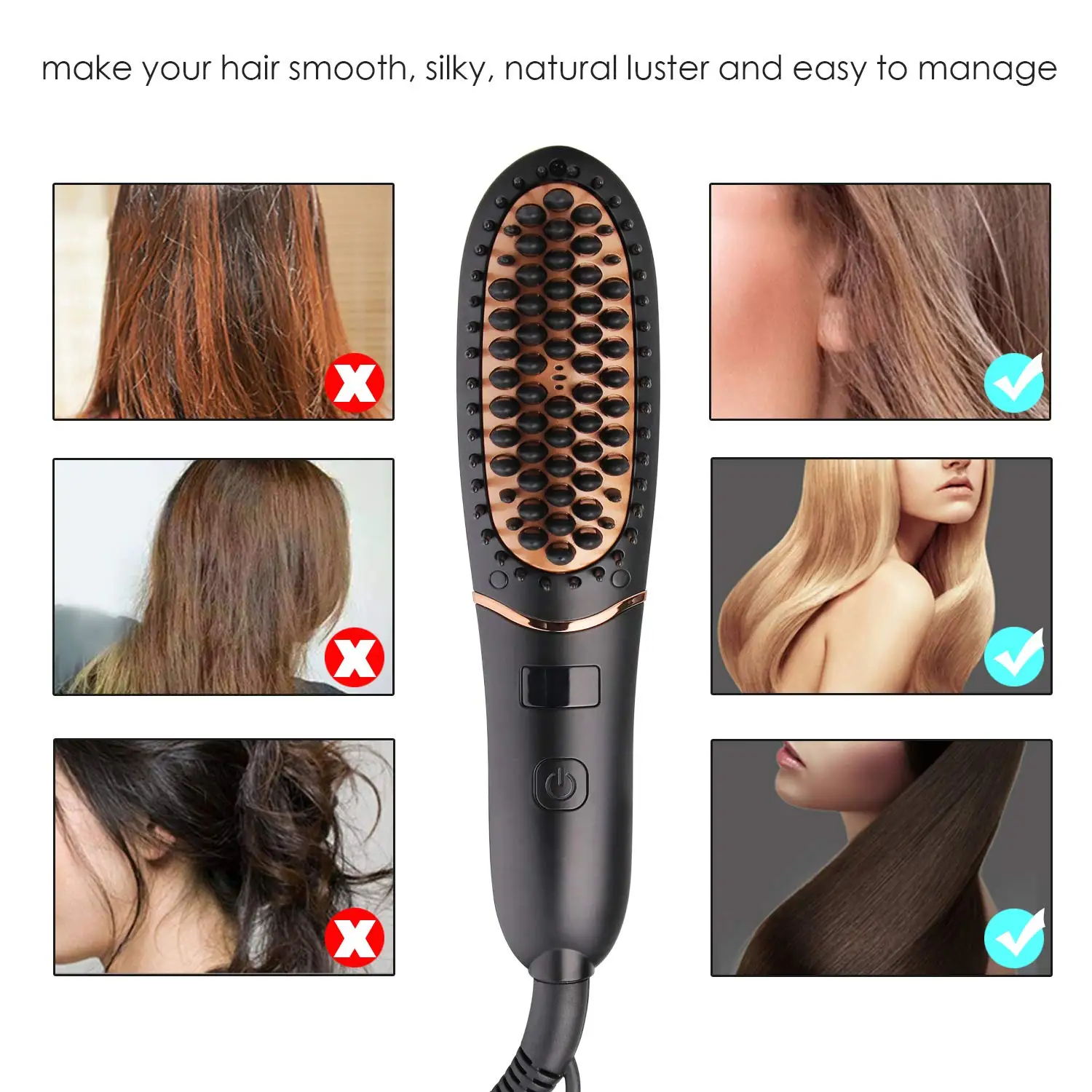 

Beard Straightener Anti-Scald Comb Ceramic & Ionic Heated Beard Straightener Adjustable Temperature Smoothing Hair comb