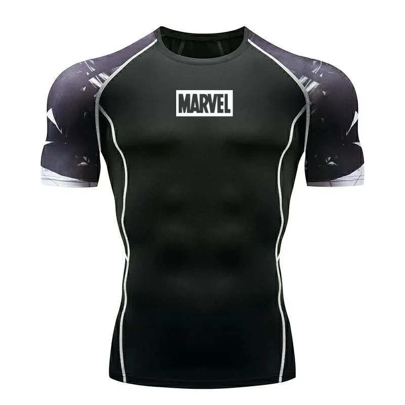 Новинка, хит, брендовая футболка Marvel, быстро сохнет, мужские компрессионные рубашки, для спортзала, фитнеса, трико, топ, футболка для бега, спортивная одежда, Рашгард - Цвет: Photo Color