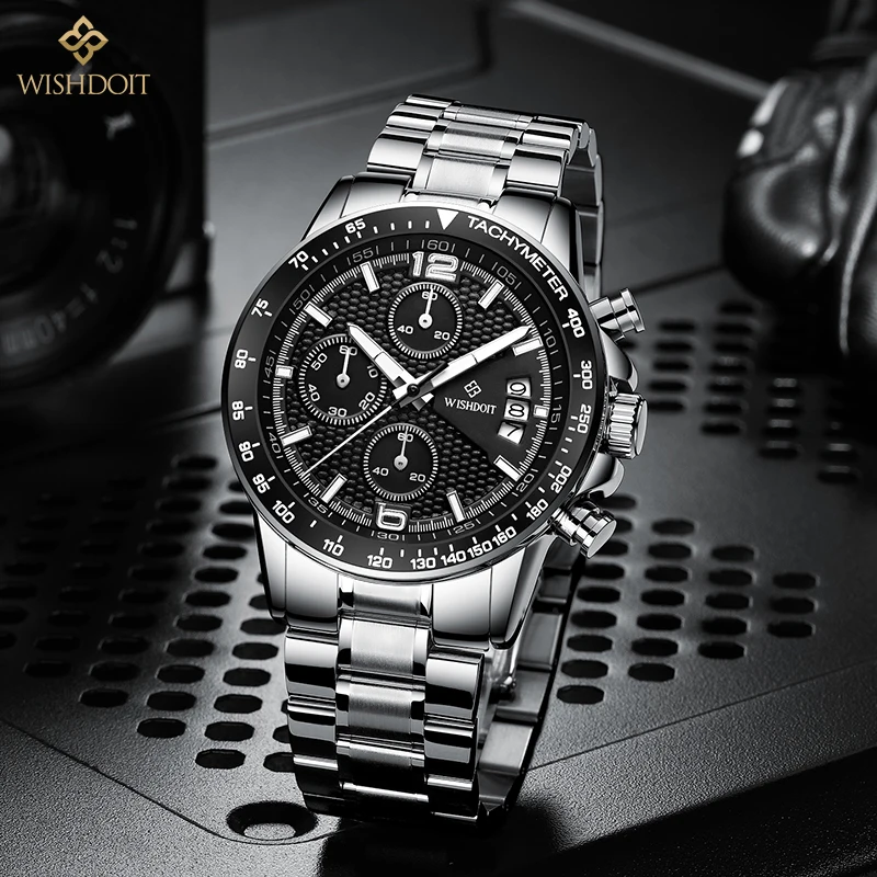 

2021 New WISHDOIT Men's Watch Fashion Sports Waterproof Quartz Watch Men's Top Brand Luxury Stainless Steel Clock Watch Men