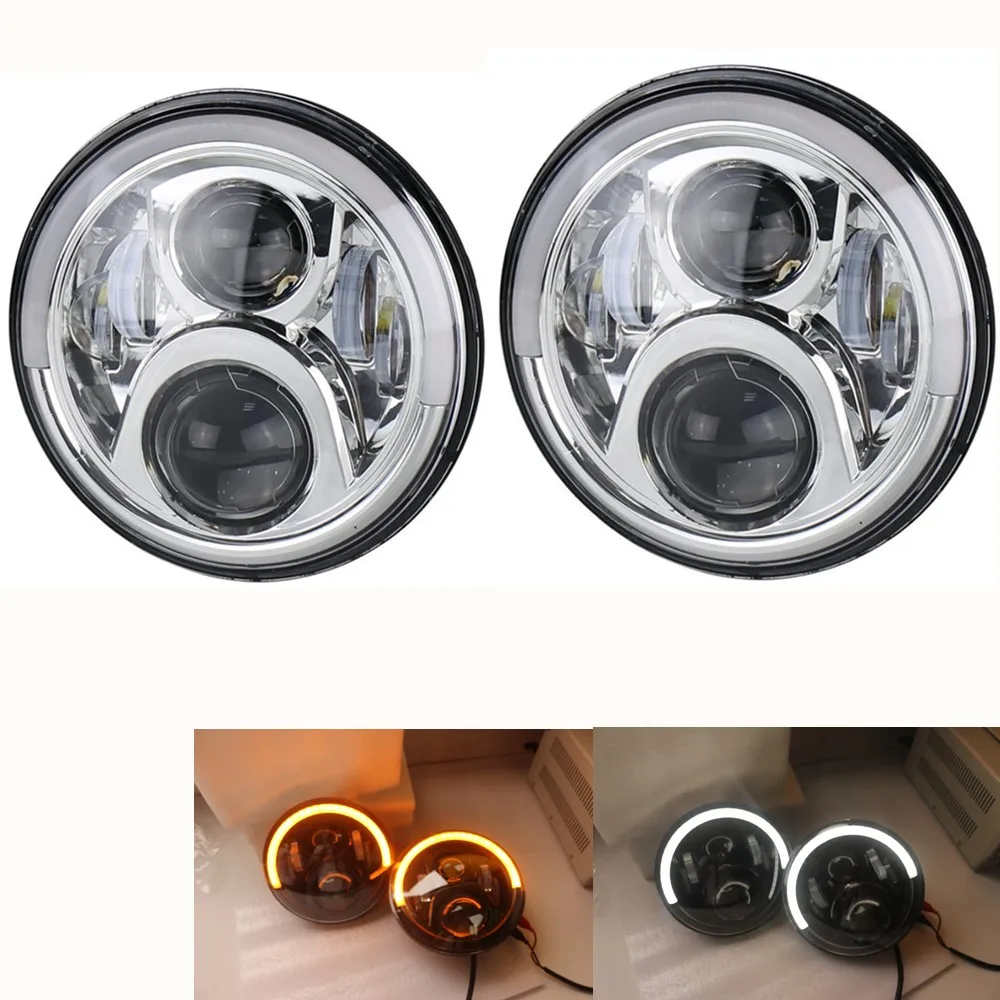 Half halo 2pcs Marloo для Jeep светодиодный фонарь 120 Вт 7 дюймов светодиодный фары Hi/Lo Луч Ангел глаз DRL Янтарный сигнал поворота для Wrangler JK Hummer лампа - Цвет: Half halo 2pcs