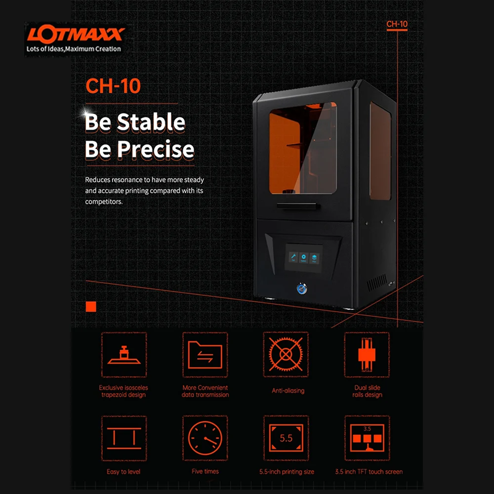 3D принтер LOTMAXX CH 10 UV LCD с 3 5 дюймовым умным сенсорным экраном 2K|3D принтеры| |