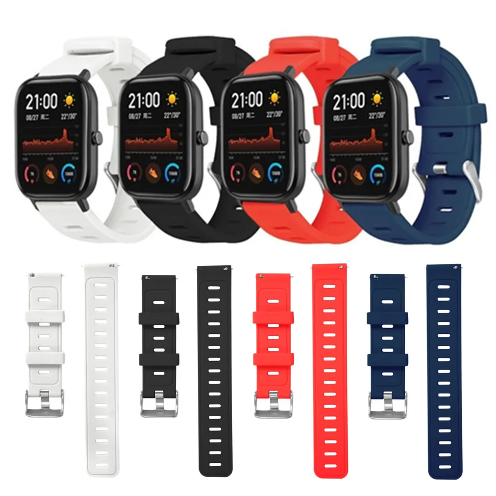 Ремешок 20 мм для смарт часов Amazfit GTS BIP силиконовый браслет Xiaomi Huami GTR 47 мм/Stratos/Pace 22