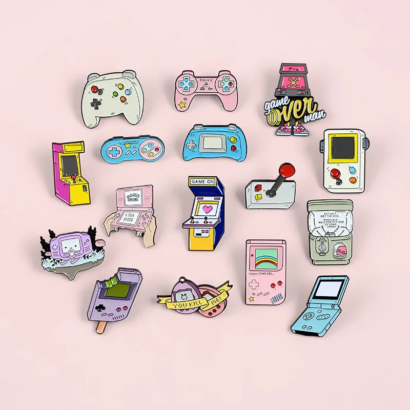 

16style Retro Arcade Game Enamel Pin Collections Cartoon 90s Gamepad Brooches Denim Collar Badge Lapel Fashion Jewelry Gifts Kid