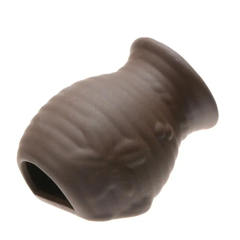 Saim аквариум орнамент керамический с одним отверстием коричневый в форме вазы