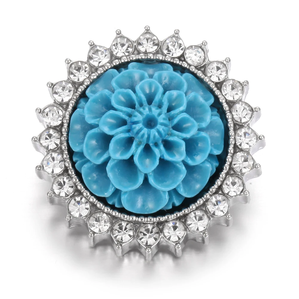 Оснастка украшения со стразами и кристаллами Цветок 18 мм Кнопки Fit Metal Silvercolor