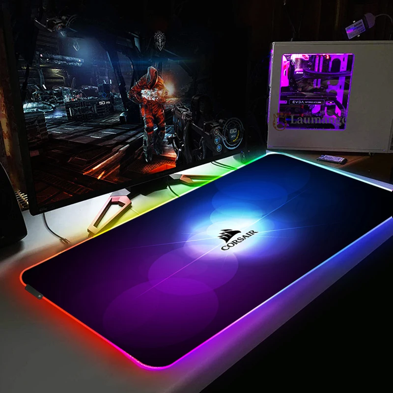Новое поступление светодиодная подсветка Corsair логотип коврик для мыши RGB