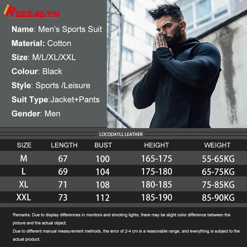 

ROEGADYN Tracksuit For Men Hoodie Fitness Gym Clothing Men Running Set Sportswear Jogger Men'S Tracksuit Winter Suit Sports Gym