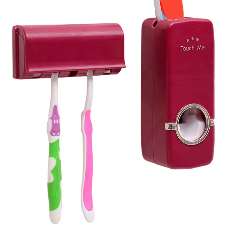 

Toothbrush Holder Automatic Toothpaste Dispenser Holder Toothbrush Wall Mount Rack Bathroom Accessories Set