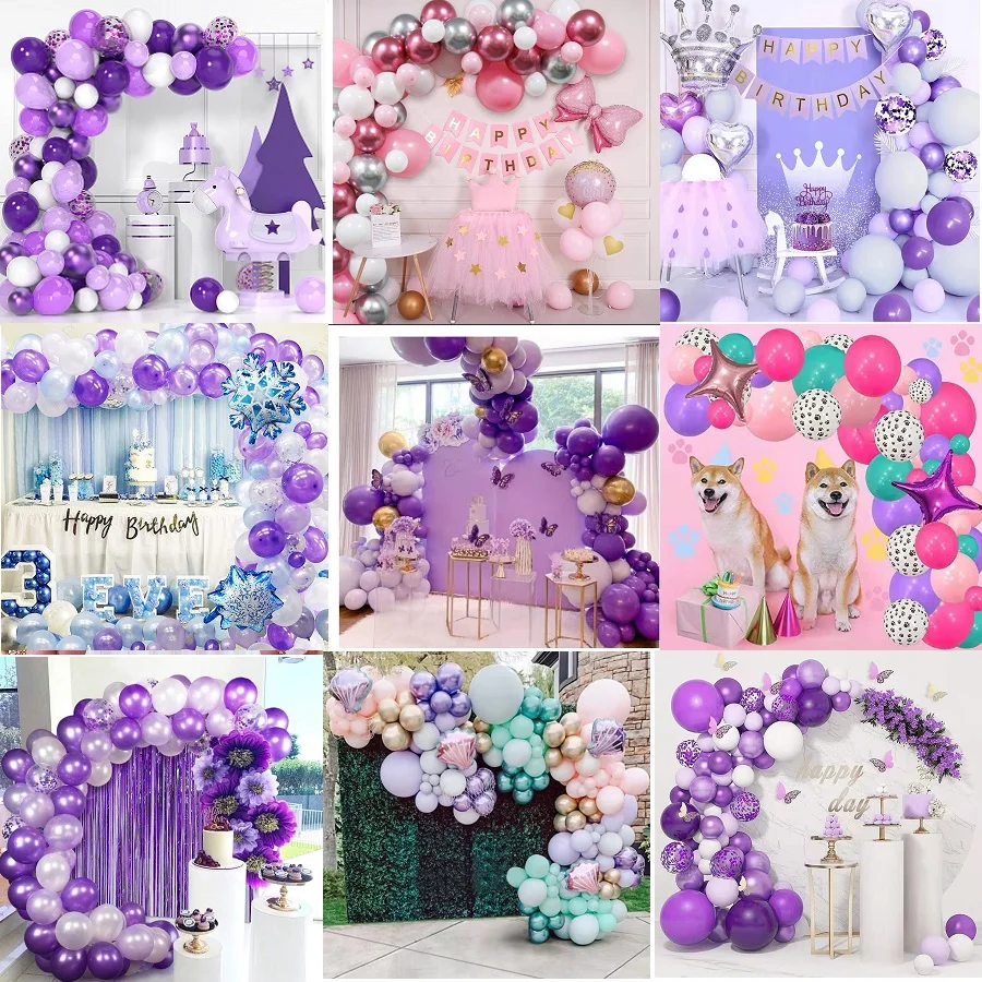 1 комплект пурпурных розовых воздушных шаров гирлянда фотохромная металлическая