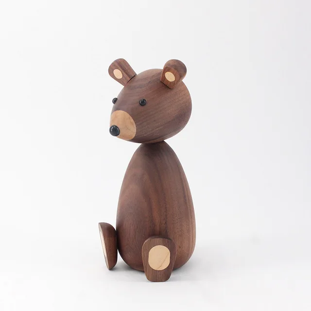walnut bear-L 1 шт. обезьяна основной цвет деревянные ремесла обработки тика подарки в виде животного практичные домашние твердые деревянные украшения - Цвет: walnut bear-L