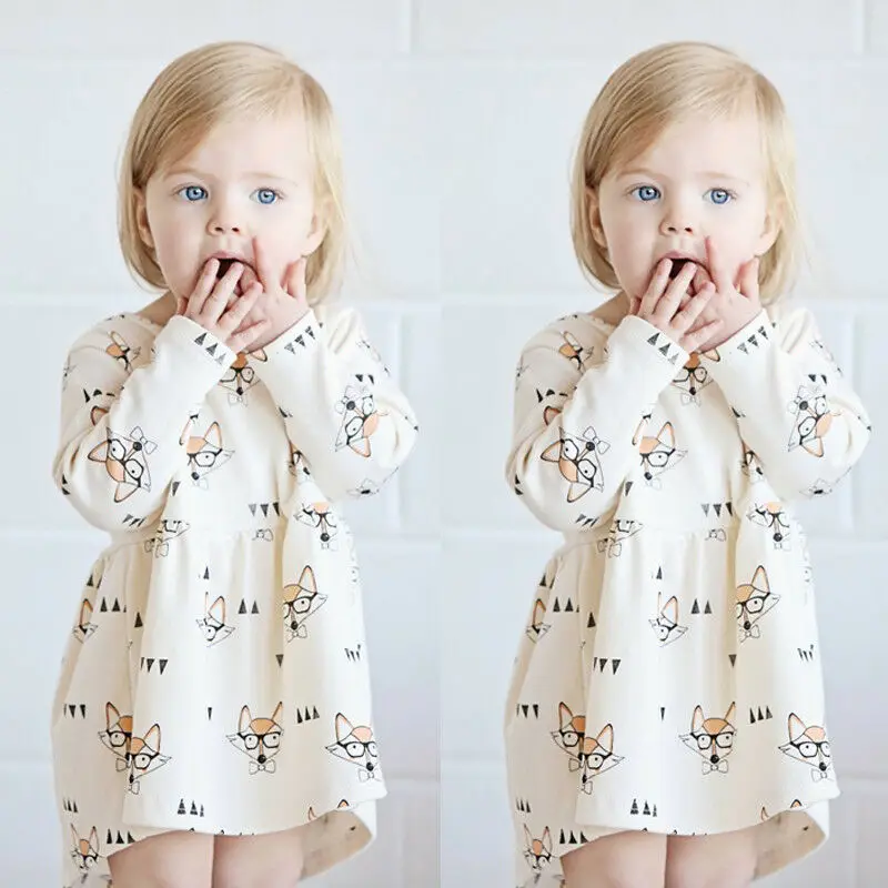 Платье для девочек Pudcoco милое хлопковое платье принцессы с длинными рукавами и