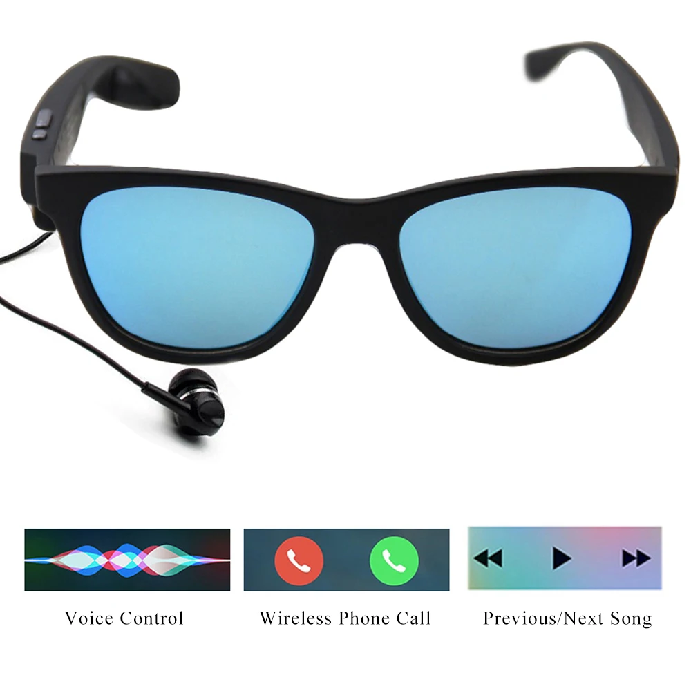 구매 Conway-이어폰 선글라스, 블루투스 4.1, 오디오 헤드셋, 음성 통화, 운전 안경, 타원형 스마트 음악 안경, 여성 및 남성용