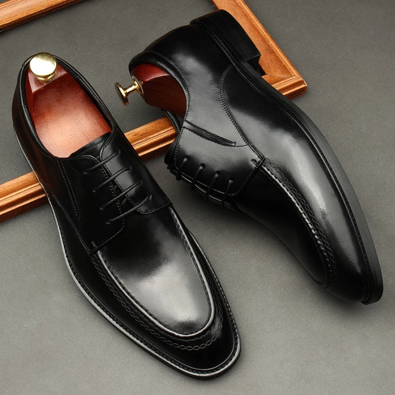 Мужские деловые классические туфли из натуральной кожи мужская обувь высокого