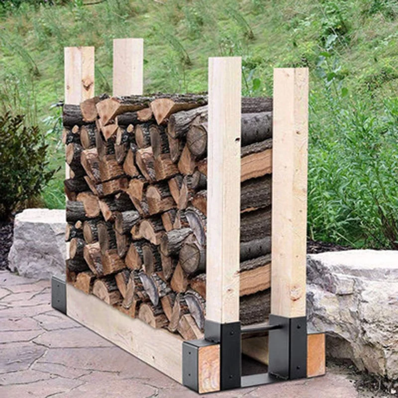 

Outdoor Freely Create Firewood Log Storage Rack Bracket Kit Iron Fireplace Wood Storage Holder with Adjustable Length