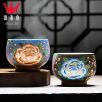 clock home kiln jingdezhen handmade ceramic colored enamel cup tea master cup single cup personal tea cups