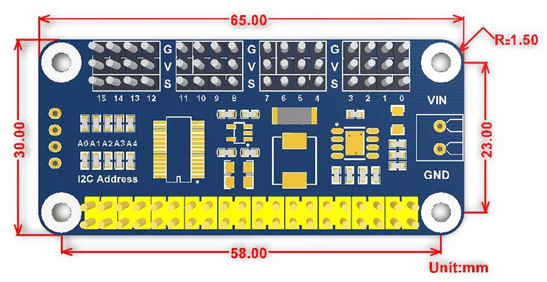Сервопривод шляпа для Raspberry Pi, 16 каналов, 12-разрядный, I2C Интерфейс поддерживает Jetson Nano поддерживает Raspberry Pi платы серии