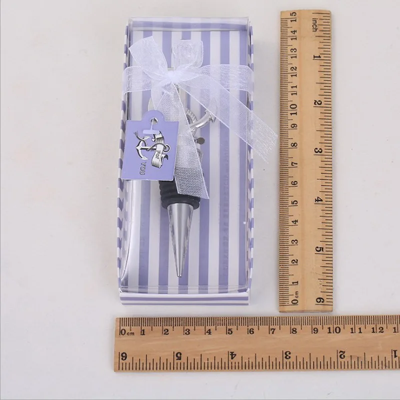 (10 шт./лот) Бесплатная доставка + серебряный якорь дизайн бутылки вина Пробка