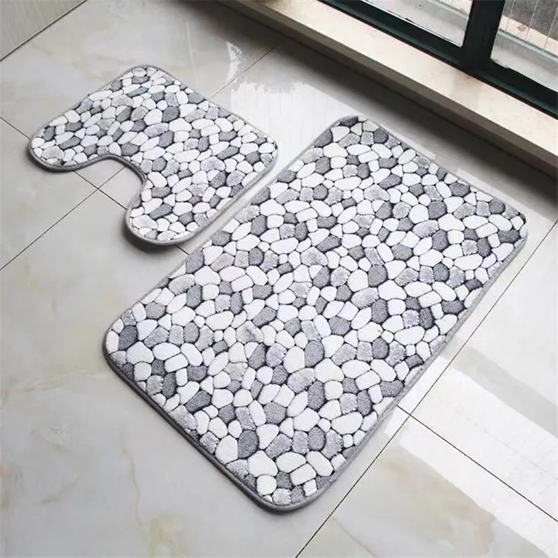 Bathroom Mats Anti Slip Mat Set Coral Fleece Floor Bath Washable Toilet Rugs Absorbing Carpet Accerssories | Дом и сад